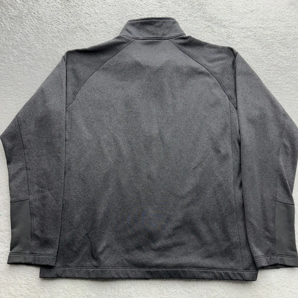 The North Face Mens Gray Full Zip Fleece Jacket Red‎ Trim Outdoor Hiking XL